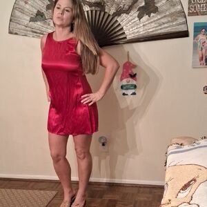 Sexy,Red,Satin,Mini Dress❤️